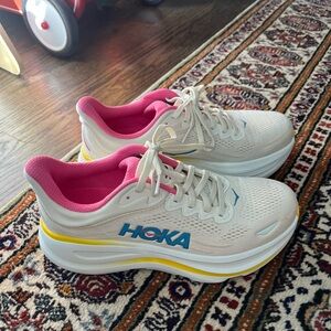Hoka Women's Cream and Pink Athletic Shoes
